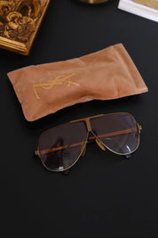 Rare vintage Yves Saint Laurent YSL Paris 31-211 oversized aviator sunglasses with gradient brown lenses and bronze tone metal frame