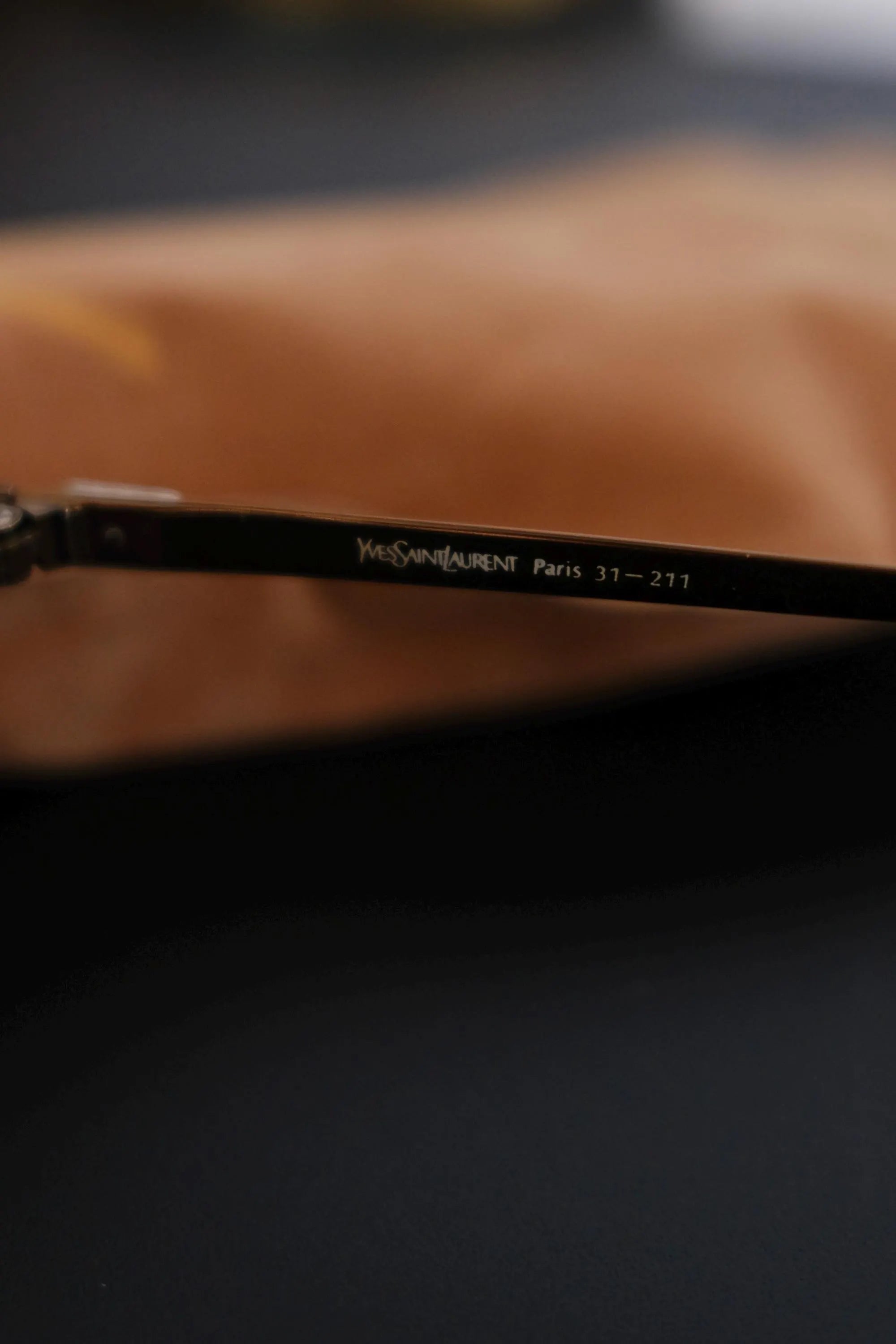 Yves Saint Laurent Paris 31-211 model marking on the temple of authentic vintage YSL aviator sunglasses