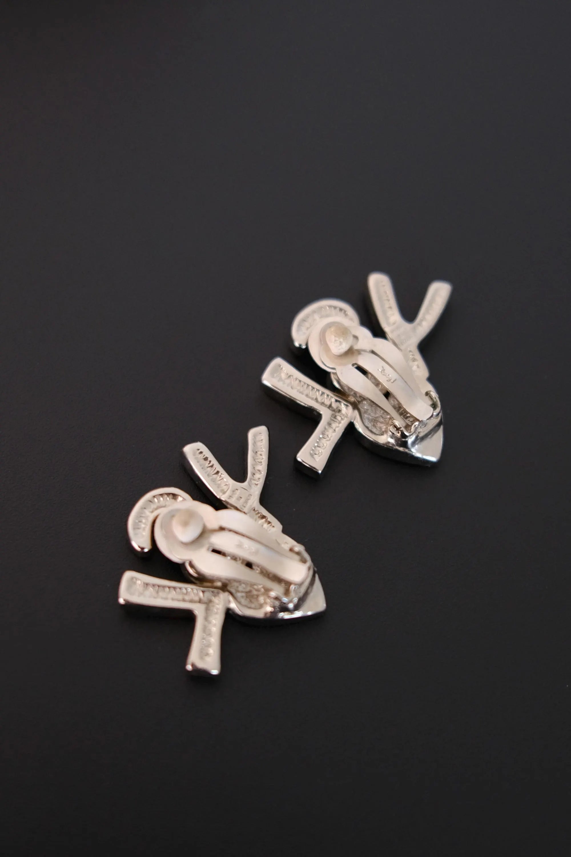 YSL signature detail on reverse of vintage Yves Saint Laurent earrings