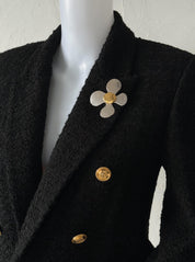 Vintage YSL Yves Saint Laurent Brooch Pin, YSL Pendant 2 Ways, Gold & Silver Tone Floral, Jewelry Brooch, Brooch Large, Vintage Jewelry