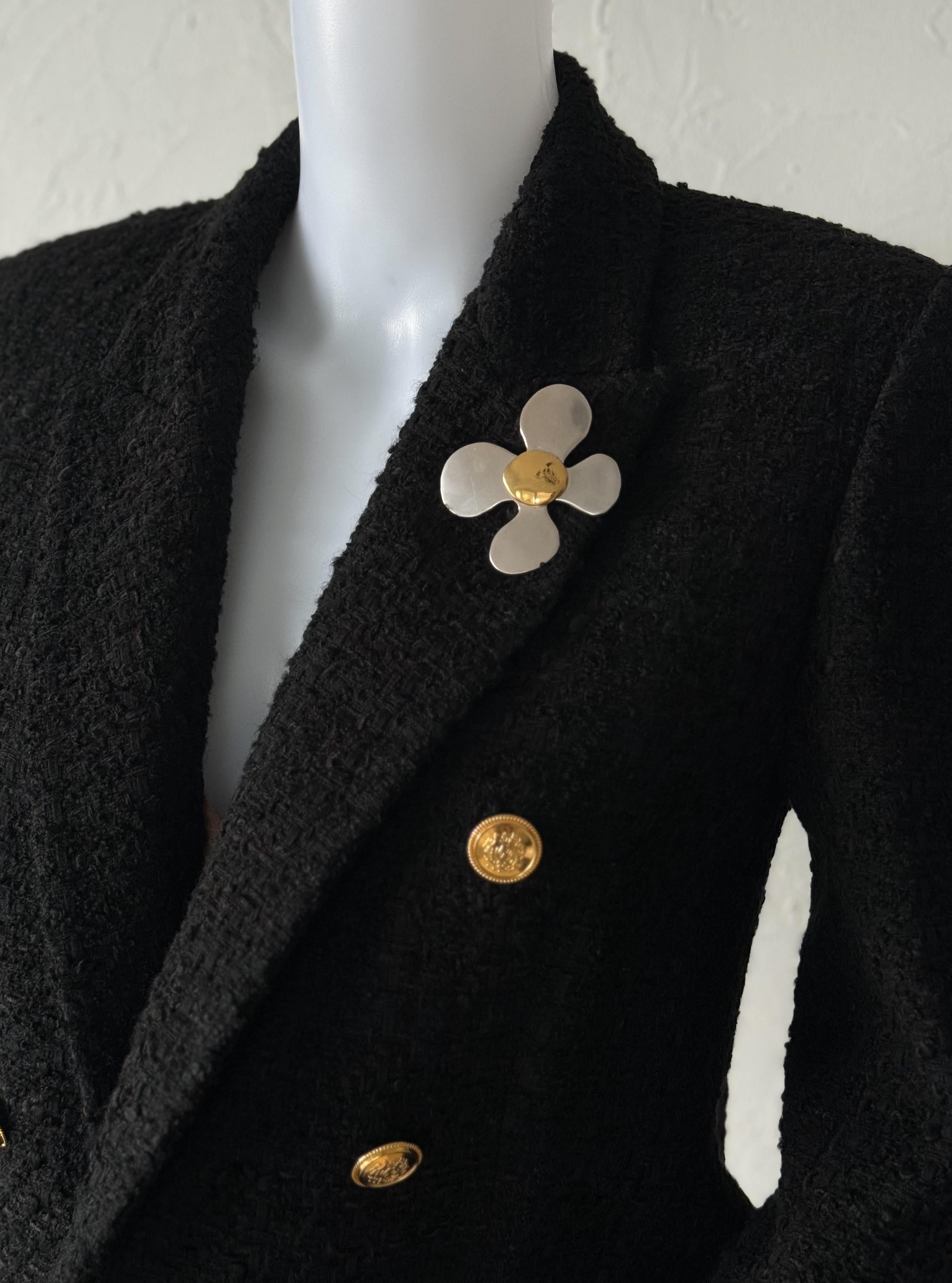 Vintage YSL Yves Saint Laurent Brooch Pin, YSL Pendant 2 Ways, Gold & Silver Tone Floral, Jewelry Brooch, Brooch Large, Vintage Jewelry