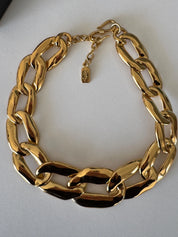 Vintage Yves Saint Laurent YSL gold tone choker necklace with charm, made in France, designer jewelry gift for her