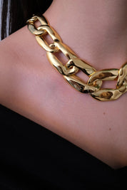 Vintage Yves Saint Laurent YSL gold tone choker necklace with charm, made in France, designer jewelry gift for her