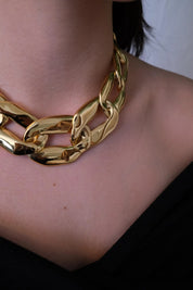 Vintage Yves Saint Laurent YSL gold tone choker necklace with charm, made in France, designer jewelry gift for her