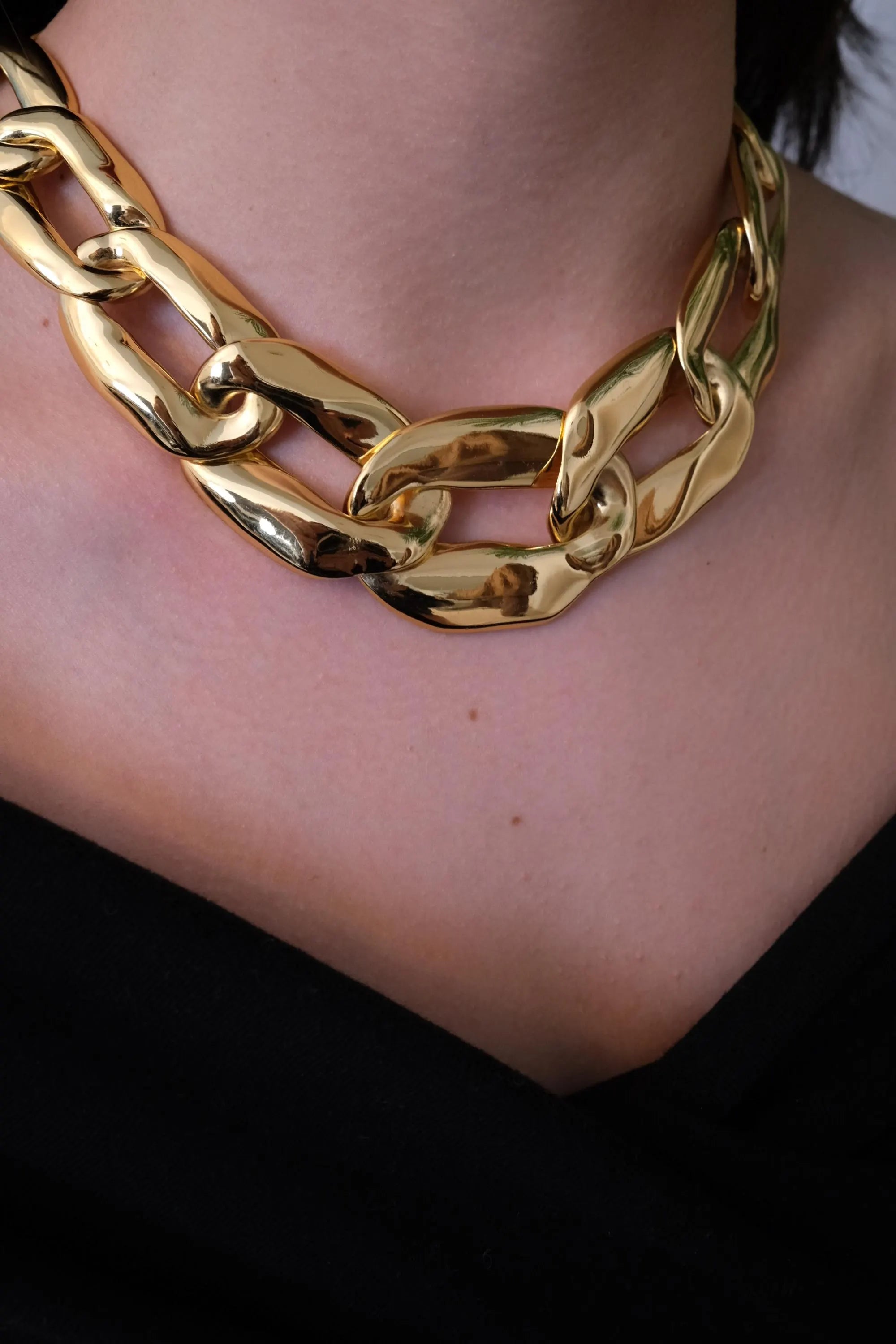Vintage Yves Saint Laurent YSL gold tone choker necklace with charm, made in France, designer jewelry gift for her