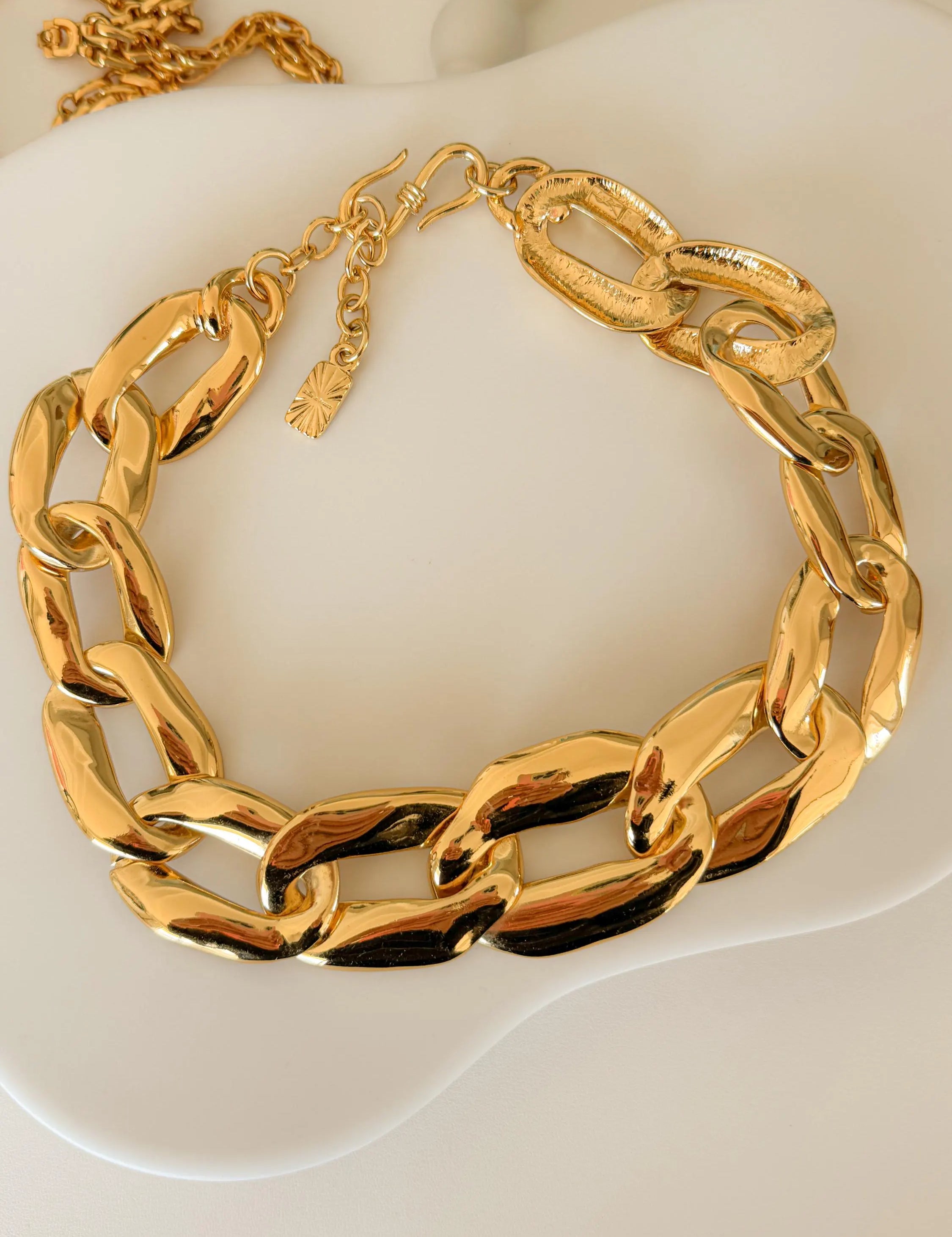 Vintage Yves Saint Laurent YSL gold tone choker necklace with charm, made in France, designer jewelry gift for her