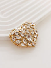 Elegant vintage Yves Saint Laurent YSL heart brooch gold crystal romantic luxury jewelry