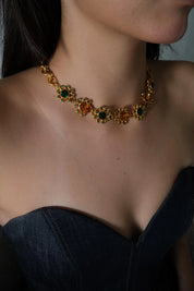 Vintage Yves Saint Laurent Necklace – YSL Gold-Tone Openwork Floral Pendant with Toggle Clasp – 1980s Designer Jewelry – Rare Gift for Her