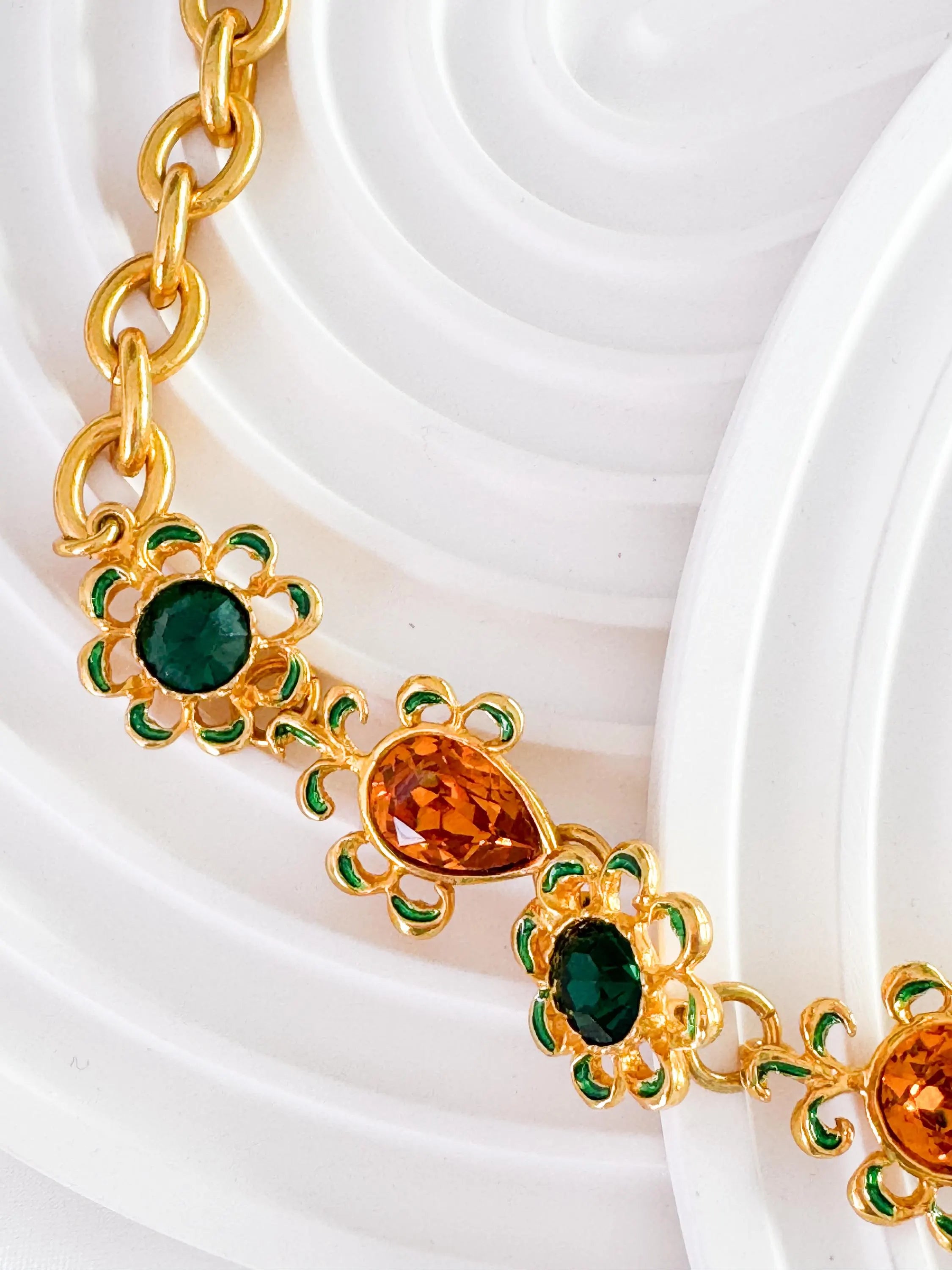 Vintage Yves Saint Laurent Necklace – YSL Gold-Tone Openwork Floral Pendant with Toggle Clasp – 1980s Designer Jewelry – Rare Gift for Her