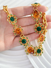 Vintage Yves Saint Laurent Necklace – YSL Gold-Tone Openwork Floral Pendant with Toggle Clasp – 1980s Designer Jewelry – Rare Gift for Her