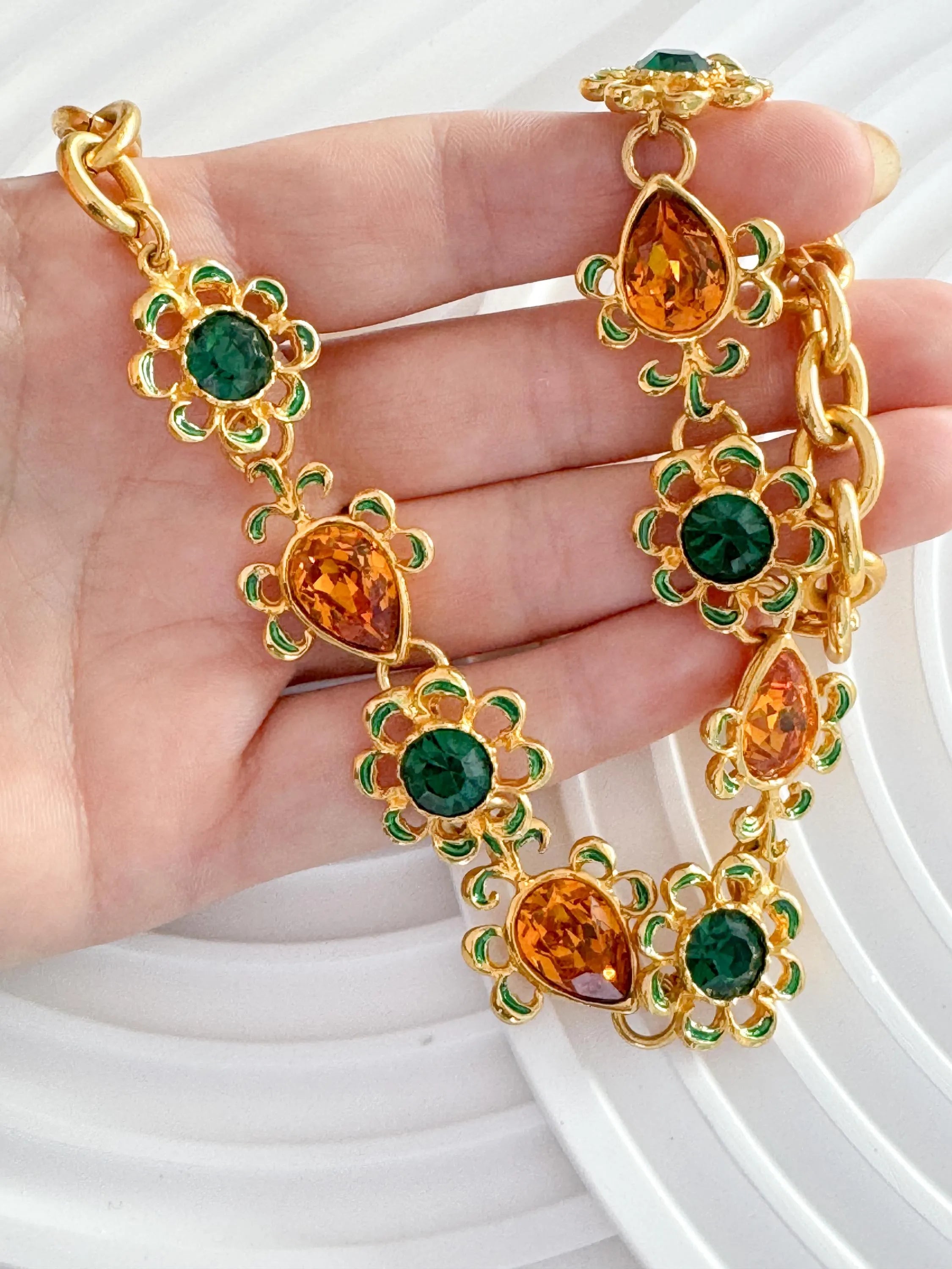 Vintage Yves Saint Laurent Necklace – YSL Gold-Tone Openwork Floral Pendant with Toggle Clasp – 1980s Designer Jewelry – Rare Gift for Her