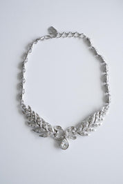 Vintage Yves Saint Laurent YSL silver bow rhinestone choker elegant feminine jewelry