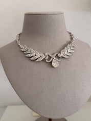 Vintage Yves Saint Laurent YSL silver bow rhinestone choker elegant feminine jewelry