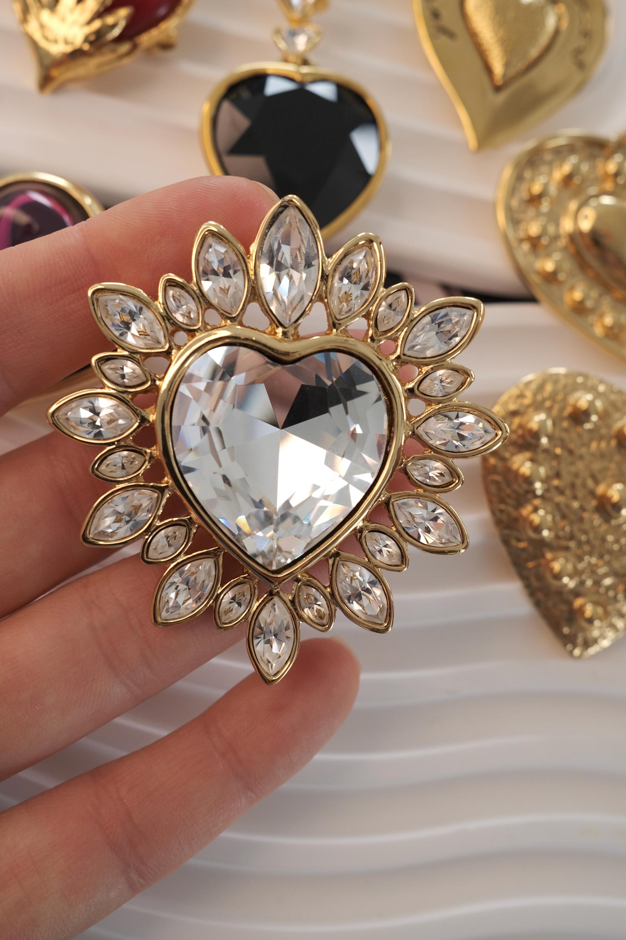 YSL brooch ,  Yves Saint Laurent Brooch Pin, Heart Brooch Pin Pendant 2 Ways, Made in France, YSL Rare collectible jewelry ,Gold Tone Brooch