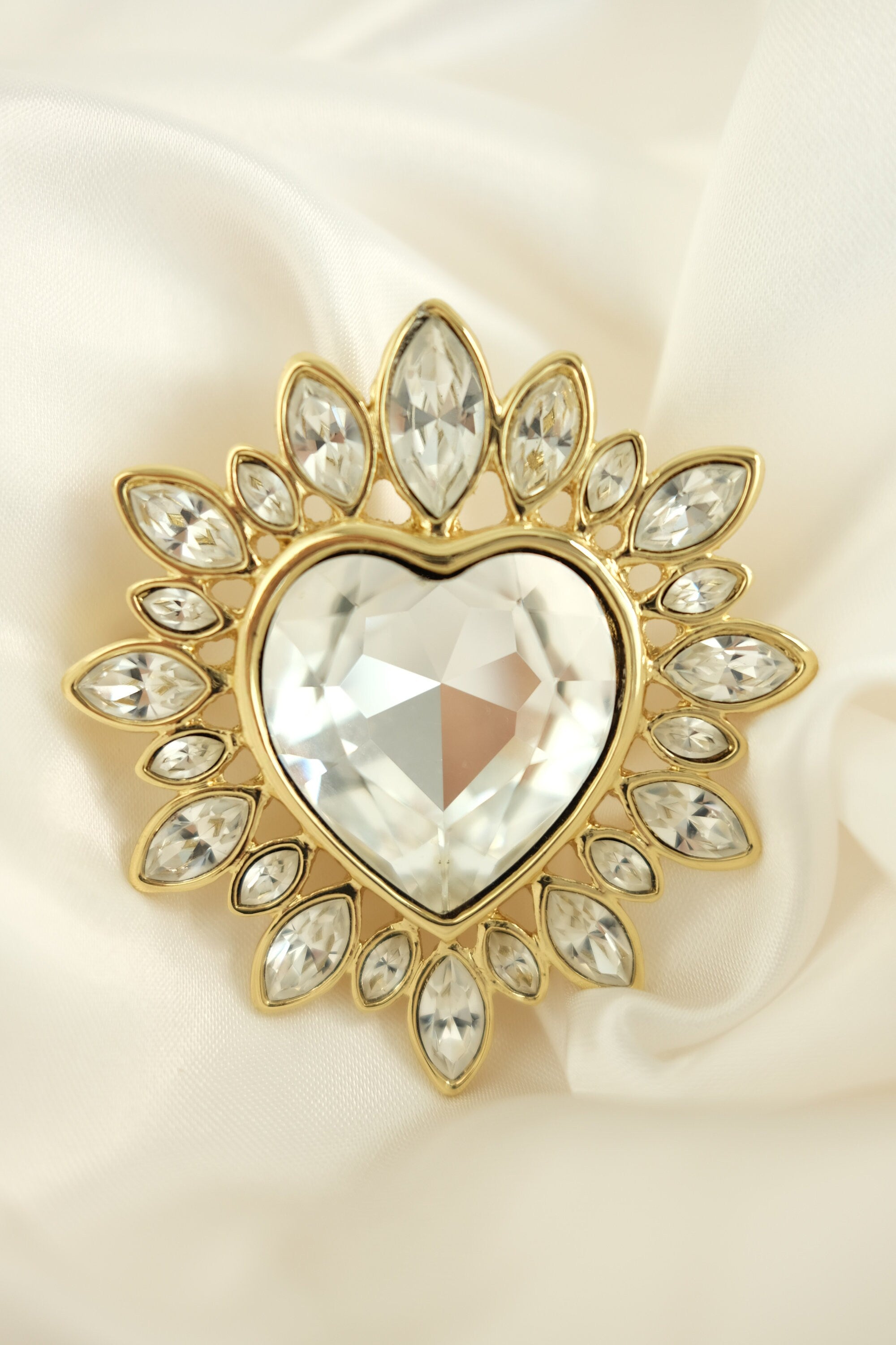 YSL brooch ,  Yves Saint Laurent Brooch Pin, Heart Brooch Pin Pendant 2 Ways, Made in France, YSL Rare collectible jewelry ,Gold Tone Brooch