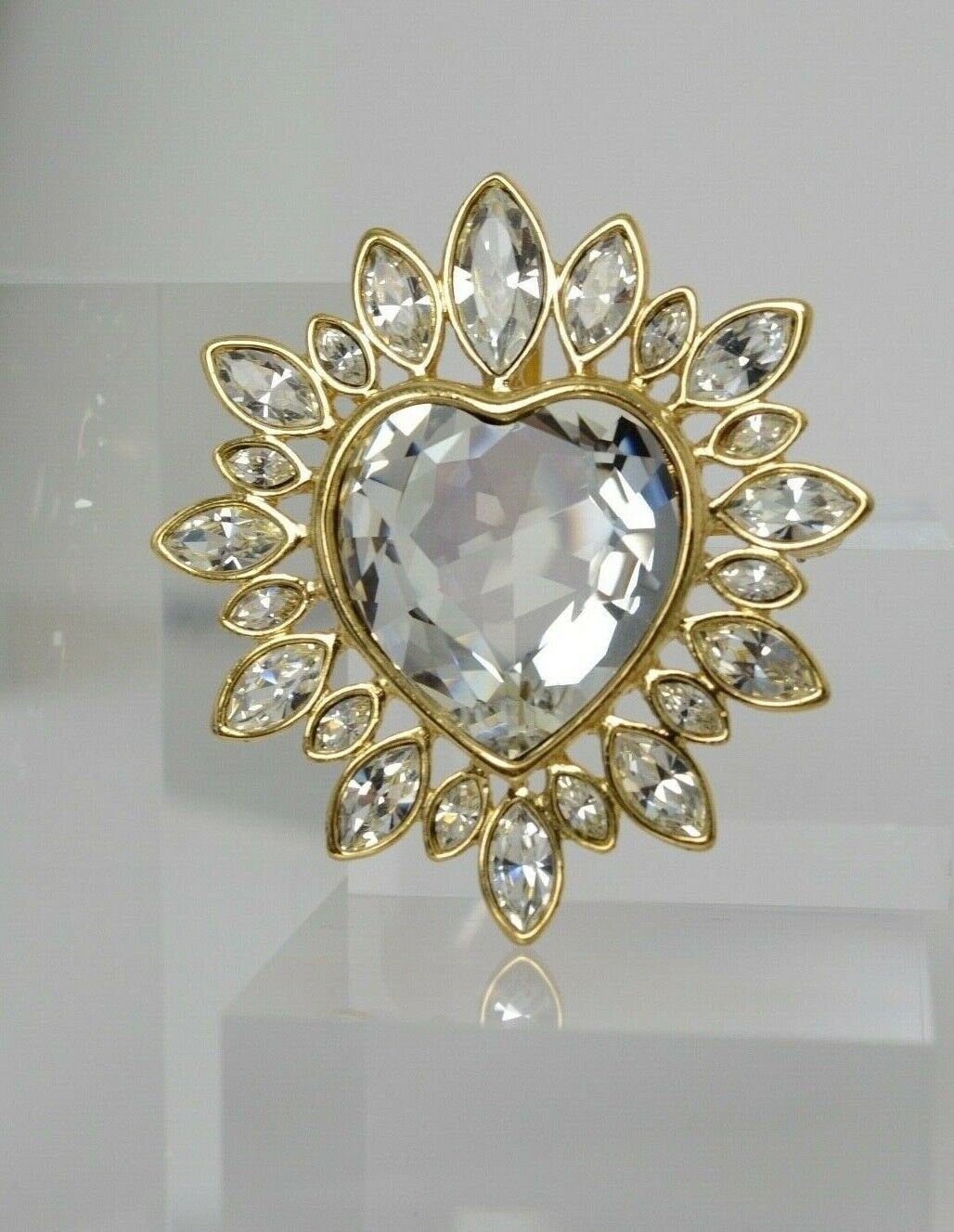 YSL brooch ,  Yves Saint Laurent Brooch Pin, Heart Brooch Pin Pendant 2 Ways, Made in France, YSL Rare collectible jewelry ,Gold Tone Brooch