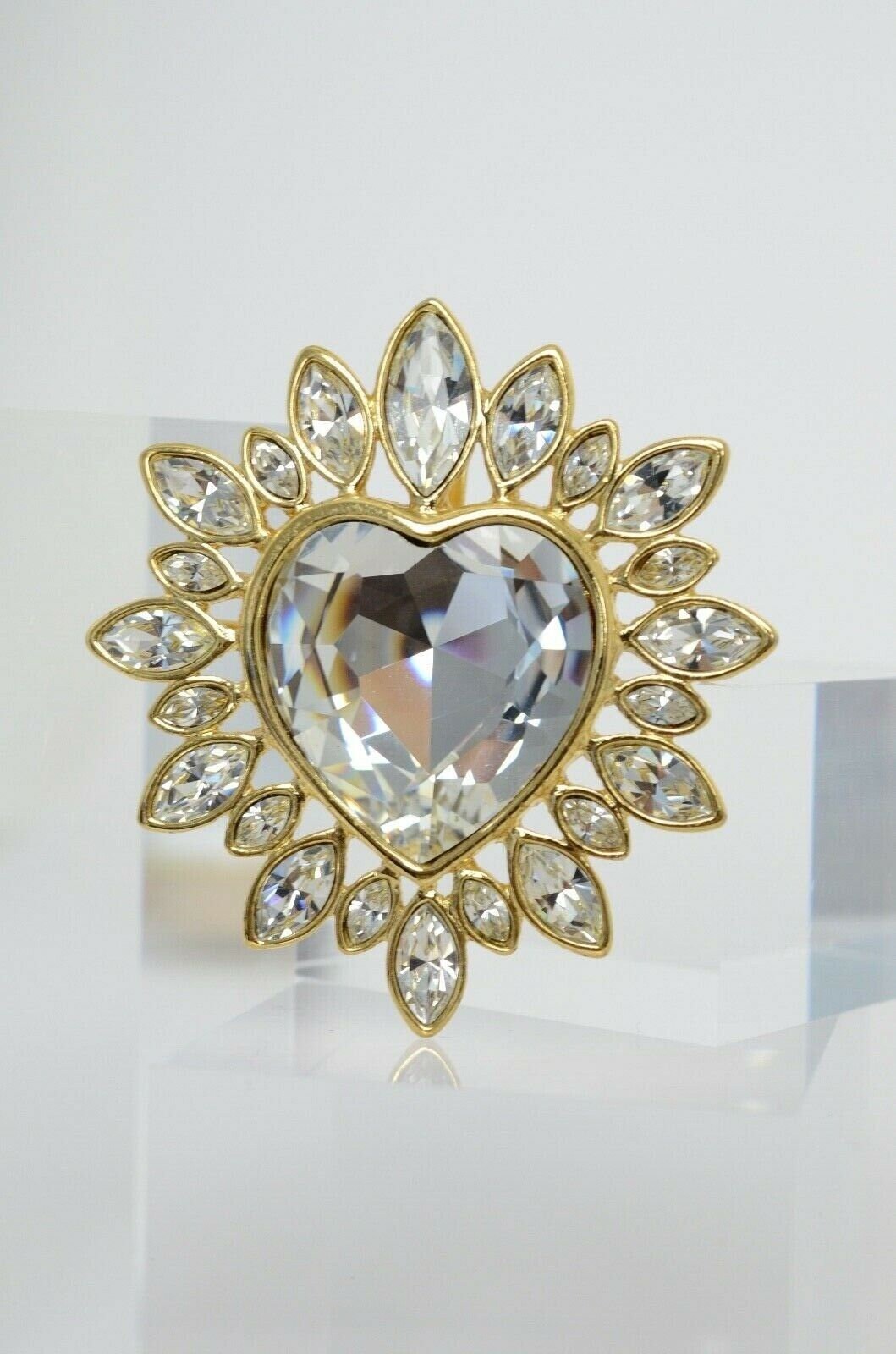 YSL brooch ,  Yves Saint Laurent Brooch Pin, Heart Brooch Pin Pendant 2 Ways, Made in France, YSL Rare collectible jewelry ,Gold Tone Brooch