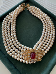 Vintage Voguebijoux Necklace, choker Necklace Gold, Pearl Necklace, Pave necklace Faux pearl Vintage, Runway choker, haute couture necklace