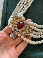 Vintage Voguebijoux Necklace, choker Necklace Gold, Pearl Necklace, Pave necklace Faux pearl Vintage, Runway choker, haute couture necklace