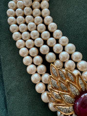 Vintage Voguebijoux Necklace, choker Necklace Gold, Pearl Necklace, Pave necklace Faux pearl Vintage, Runway choker, haute couture necklace