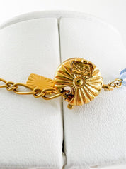 Vintage YSL choker Dainty Vintage Yves Saint Laurent Necklace , Vintage YSL beads necklace , Vintage blue necklace , Blue choker Gift
