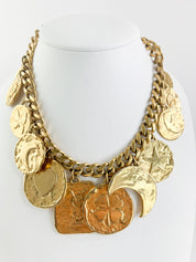 Vintage Yves Saint Laurent Necklace, Charm Necklace Gold, YSL Choker Necklace, Personalised Gifts, Iconic Disc Medallion Necklace