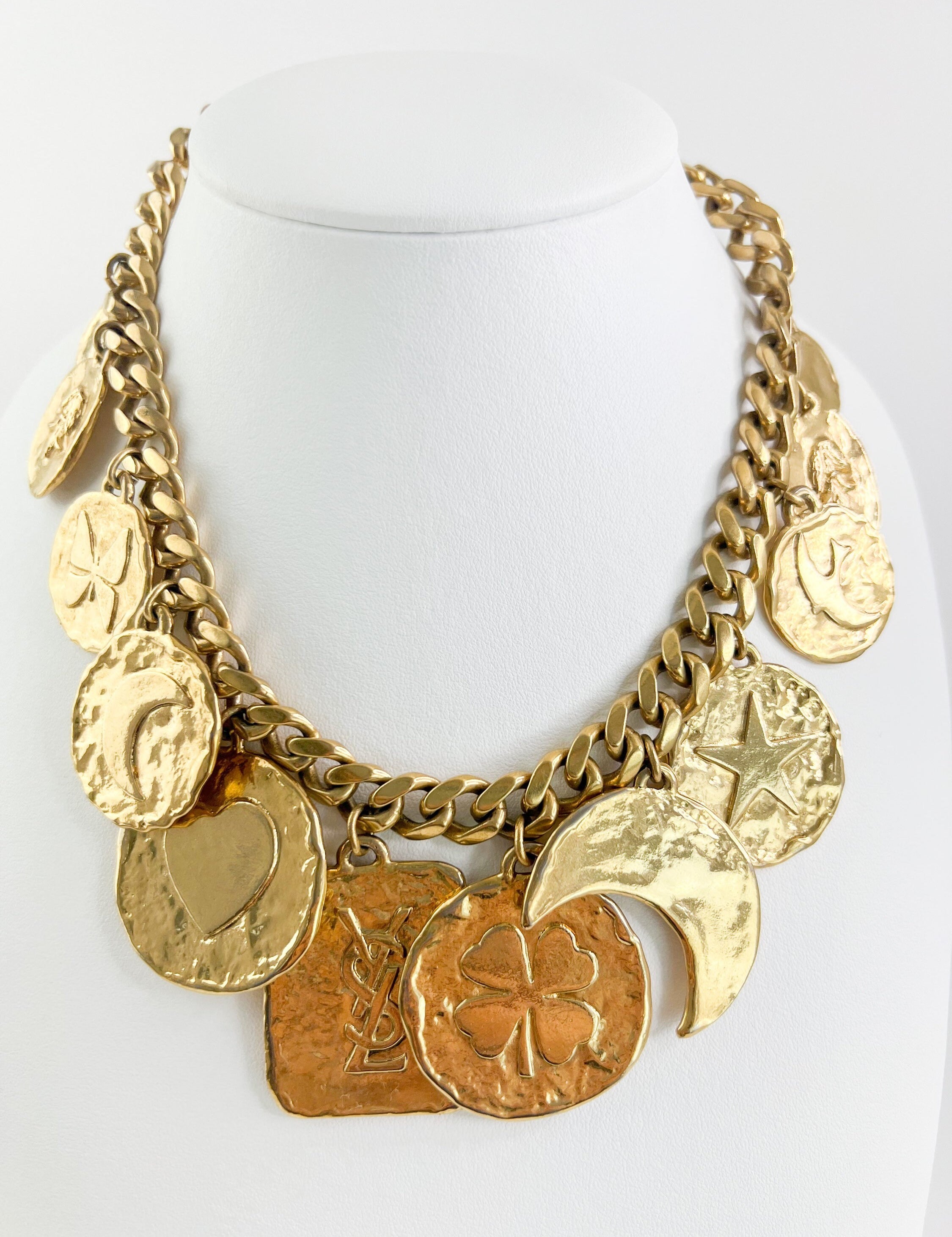 Vintage Yves Saint Laurent Necklace, Charm Necklace Gold, YSL Choker Necklace, Personalised Gifts, Iconic Disc Medallion Necklace