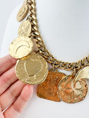 Vintage Yves Saint Laurent Necklace, Charm Necklace Gold, YSL Choker Necklace, Personalised Gifts, Iconic Disc Medallion Necklace