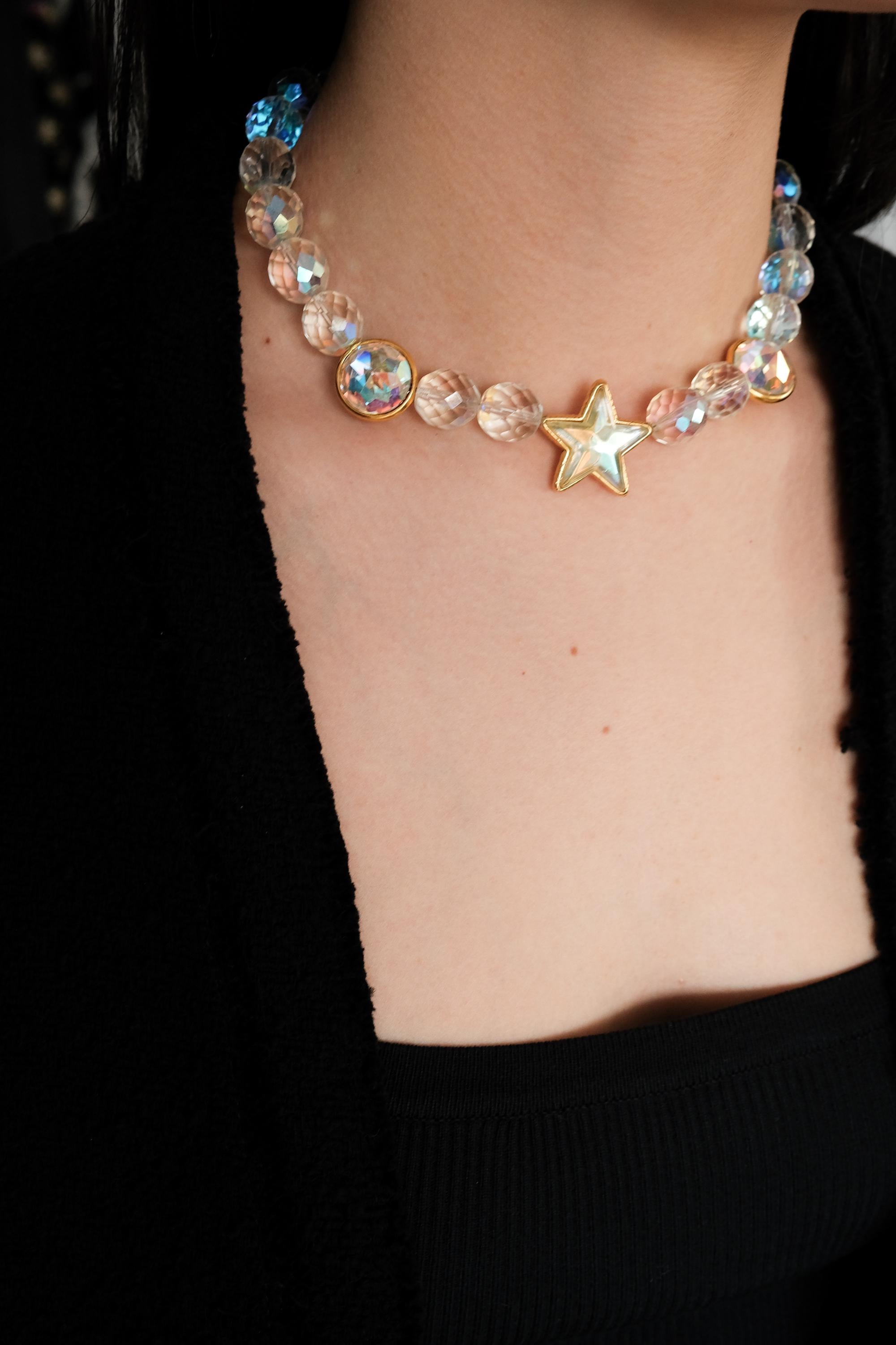 Yves Saint Laurent Necklace, Choker Necklace Gold, Vintage Necklace, Massive Chunky Chain, Gift for her, Beaded Necklace
