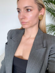 Vintage YSL Yves Saint Laurent Earrings, Gold Tone Oval Earrings,Bridal earrings, Clip-on Earrings, Earrings large gold, rock earrings