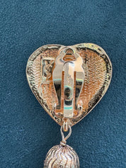 YSL Yves Saint Laurent Earrings, Gold Tone Arabesque Heart Tassel Dangling Drop Earrings Vintage, Jewelry for Women, Statement Earrings