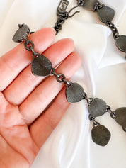 Vintage YSL Necklace, Hammered Bronze Cabochons, 16.5 Inch YSL Yves Saint Laurent Vintage Necklace Sculptural triple-drop design cabochons