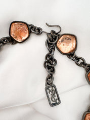 Vintage YSL Necklace, Hammered Bronze Cabochons, 16.5 Inch YSL Yves Saint Laurent Vintage Necklace Sculptural triple-drop design cabochons