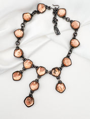 Vintage YSL Necklace, Hammered Bronze Cabochons, 16.5 Inch YSL Yves Saint Laurent Vintage Necklace Sculptural triple-drop design cabochons