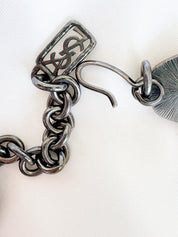 Vintage YSL Necklace, Hammered Bronze Cabochons, 16.5 Inch YSL Yves Saint Laurent Vintage Necklace Sculptural triple-drop design cabochons