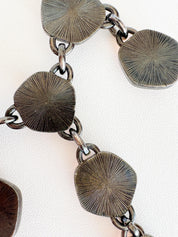 Vintage YSL Necklace, Hammered Bronze Cabochons, 16.5 Inch YSL Yves Saint Laurent Vintage Necklace Sculptural triple-drop design cabochons