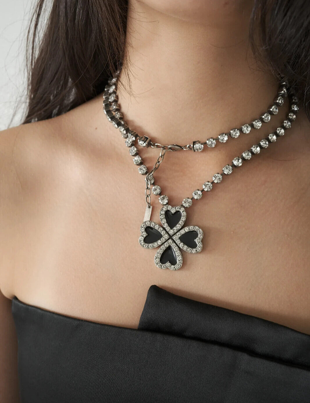 Yves Saint Laurent necklace, YSL clover Necklace Large Silver Choker, Jewelry for Women, Bridal jewelry, Ysl clover necklace, gift for her