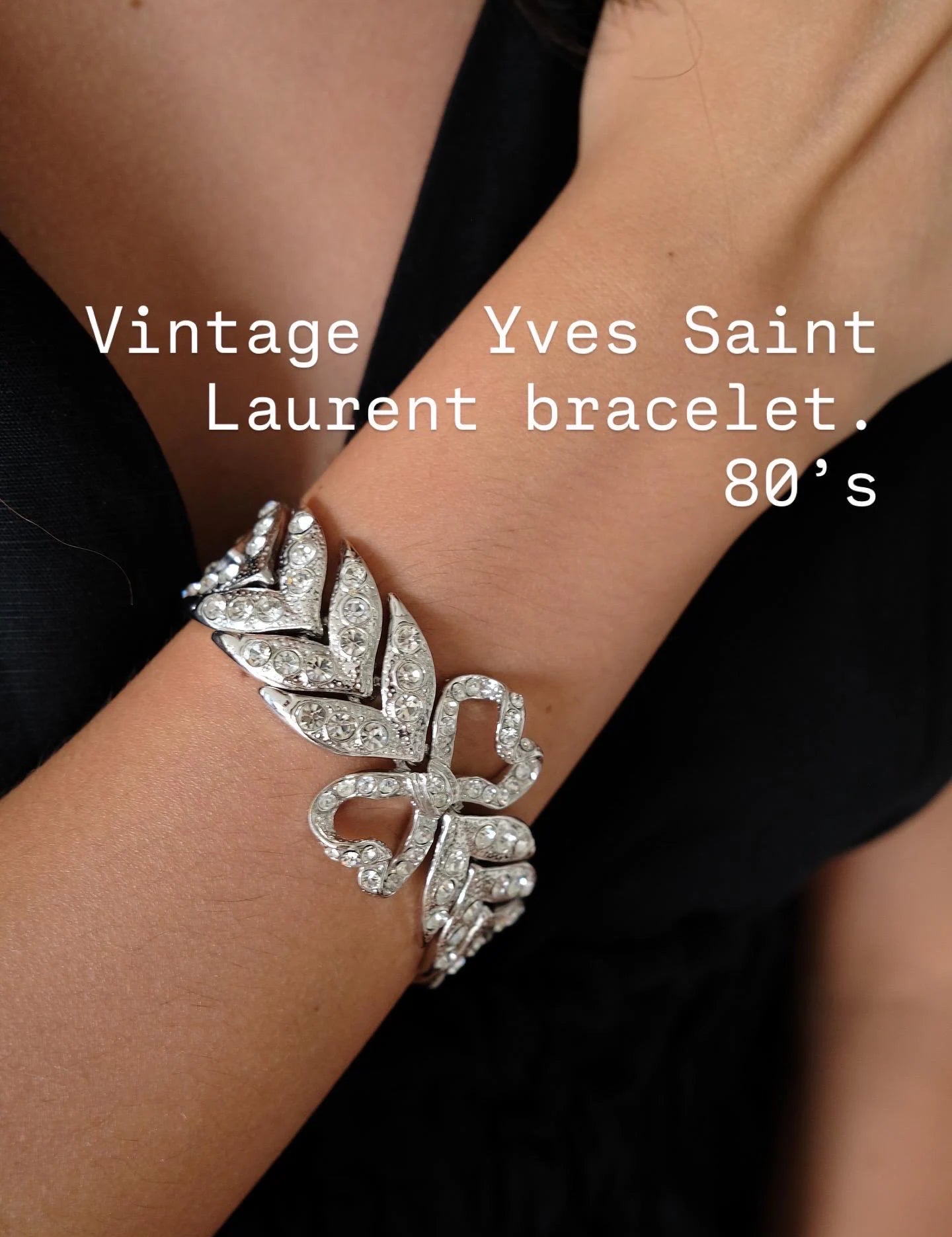Vintage YSL Bracelet, Yves Saint Laurent Bracelet, YSL leaf  Bracelet, ribbon Bow Charm Bracelet, silver tone  Bracelet, YSL Vintage Jewelry