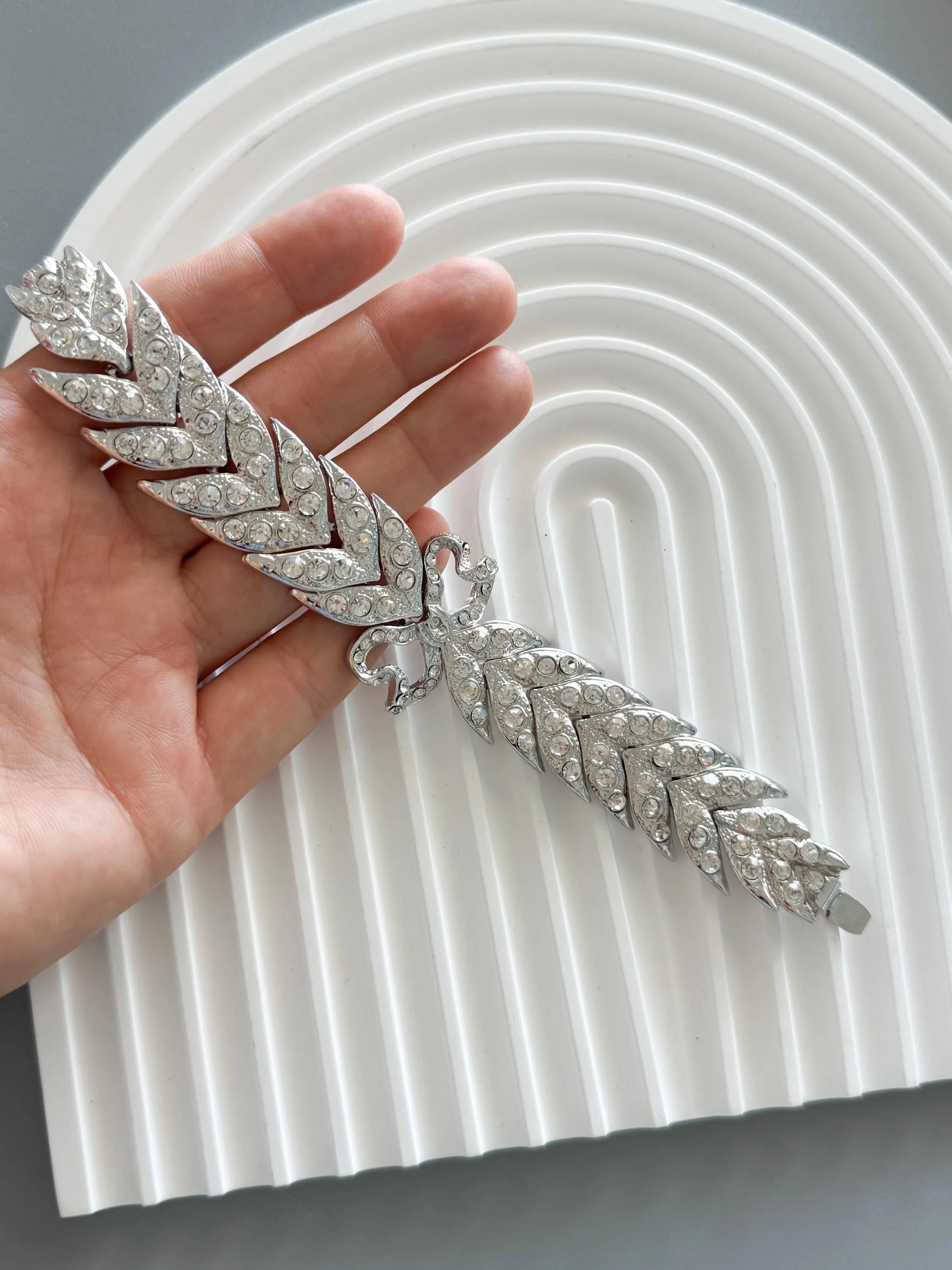 Vintage YSL Bracelet, Yves Saint Laurent Bracelet, YSL leaf  Bracelet, ribbon Bow Charm Bracelet, silver tone  Bracelet, YSL Vintage Jewelry