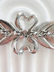 Vintage YSL Bracelet, Yves Saint Laurent Bracelet, YSL leaf  Bracelet, ribbon Bow Charm Bracelet, silver tone  Bracelet, YSL Vintage Jewelry