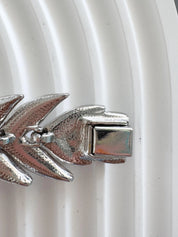Vintage YSL Bracelet, Yves Saint Laurent Bracelet, YSL leaf  Bracelet, ribbon Bow Charm Bracelet, silver tone  Bracelet, YSL Vintage Jewelry