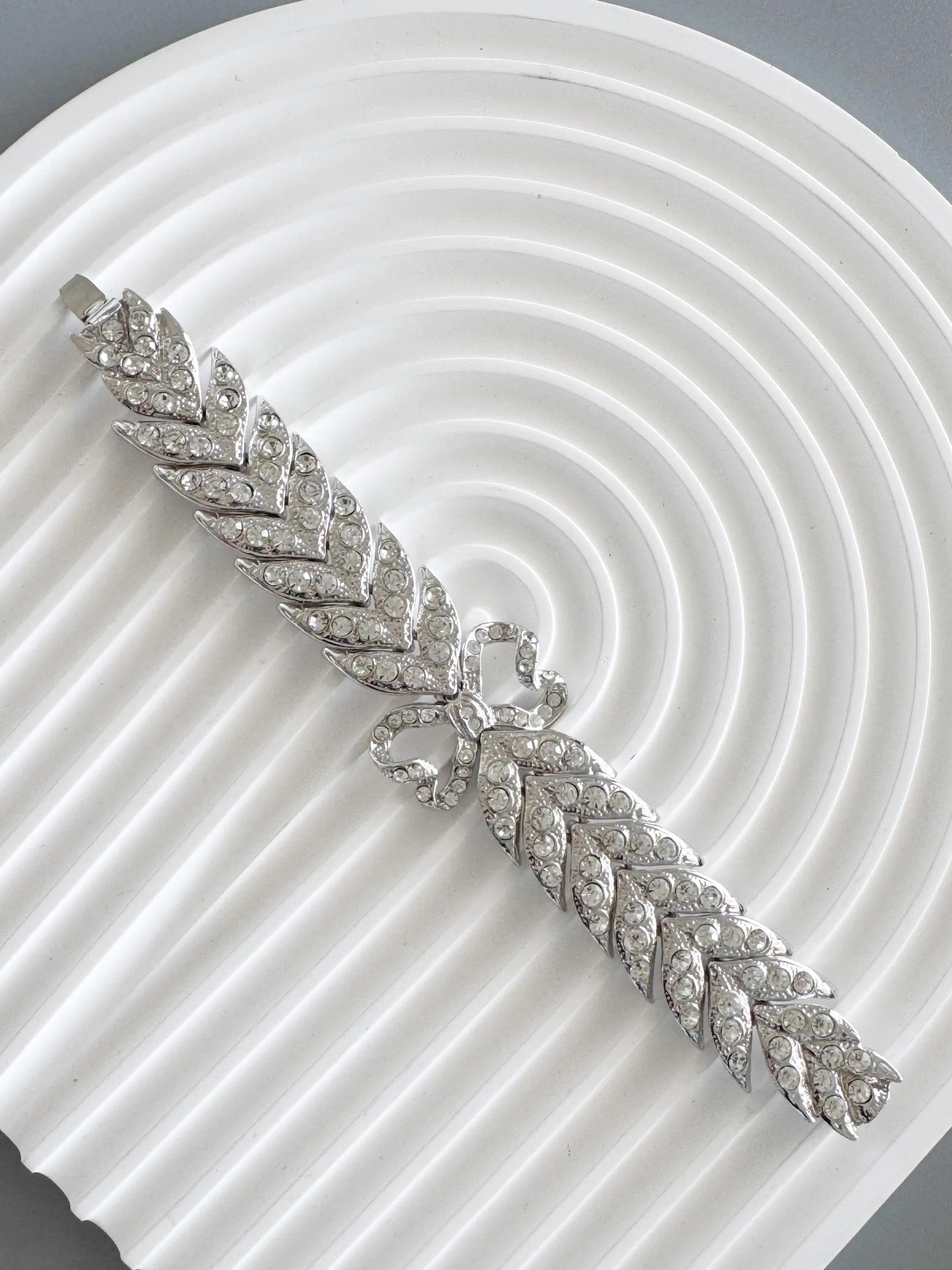 Vintage YSL Bracelet, Yves Saint Laurent Bracelet, YSL leaf  Bracelet, ribbon Bow Charm Bracelet, silver tone  Bracelet, YSL Vintage Jewelry
