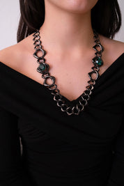 Vintage Yves Saint Laurent gunmetal chunky chain choker necklace statement jewelry gift for her