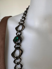 Vintage Yves Saint Laurent gunmetal chunky chain choker necklace statement jewelry gift for her