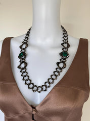 Vintage Yves Saint Laurent gunmetal chunky chain choker necklace statement jewelry gift for her