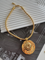 Vintage Yves Saint Laurent  Necklace Shell Ysl choker Yves Saint Laurent, Gold Tone Necklace, Necklace Charms, ocean jewelry, Gift for her