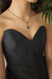 Yves Saint Laurent Necklace bridesmaid Vintage YSL necklace blue Sapphire heart, Women Charm Necklace, Bridal Jewelry, Wedding Jewelry
