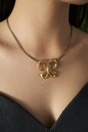 Vintage YSL Necklace, Yves Saint Laurent Ribbon Necklace Bow, YSL Pendant Necklace  Vintage, Gold Tone Necklace, Gift  for her