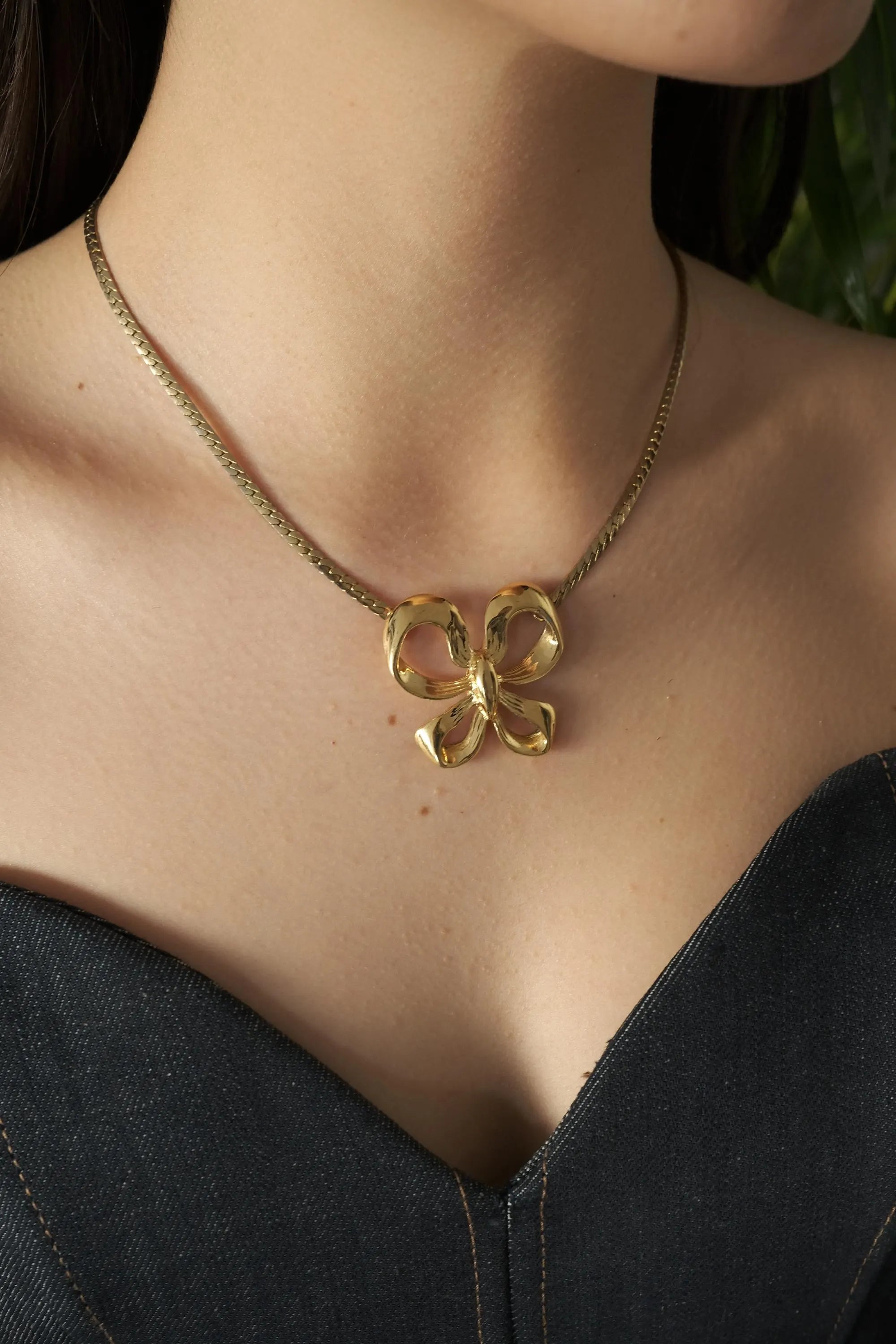 Vintage YSL Necklace, Yves Saint Laurent Ribbon Necklace Bow, YSL Pendant Necklace  Vintage, Gold Tone Necklace, Gift  for her