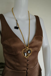 Authentic Yves Saint Laurent Vintage Open Work Heart sapphire blue Nugget Resin Necklace, gift for her, vintage YSL, vintage Robert Goossens